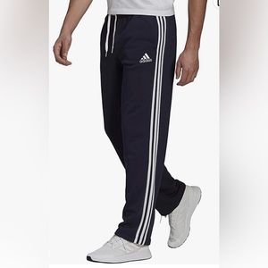 Men’s size Small adidas Essentials Fleece Open Hem 3-Stripes Pants